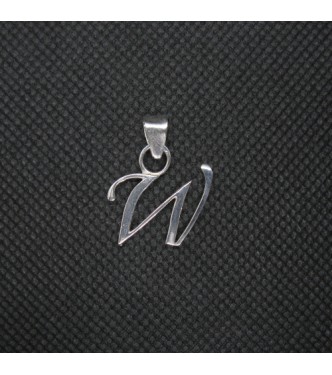 PE001488 Sterling Silver Pendant Charm Letter W Solid Genuine Hallmarked 925